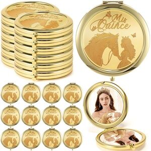 Gold 'Mis Quince' Round Compact Mirror - Set